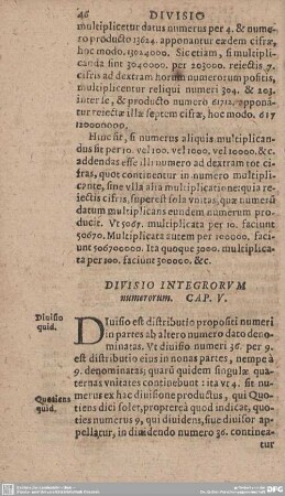 DIVISIO INTEGRORUM numerorum. CAP. V.