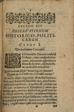 Observationum Historico-Politicarum Decades, [3]. Decades Posthumae, Cum triplici Indice