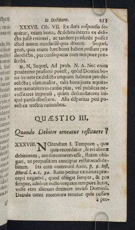 253-275, Quaestio III. Quando Debitor teneatur restituere?