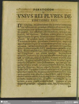 Paradoxon V. Unius Rei Plures Definitiones Esse
