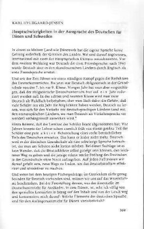 Hauptschwierigkeiten in der Aussprache des Deutschen für Dänen und Schweden