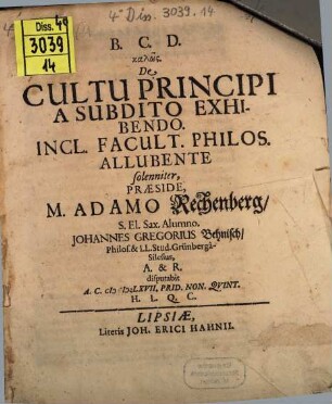 De cultu principi a subdito exhibendo