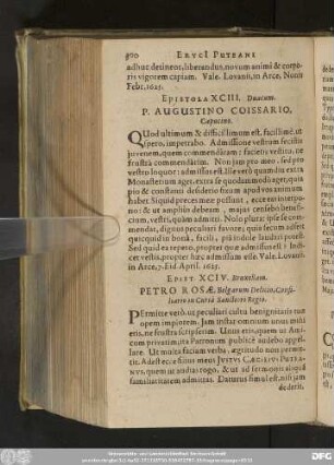 Epist. XCIV. Bruxellam. Petro Rosae, Belgarum Delicio, Consiliaro in Curiâ Sanctiori Regio.