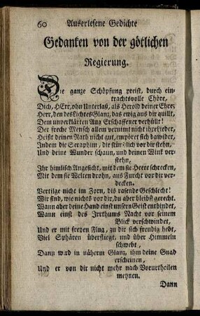 Gedanken von der götlichen Regierung.