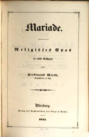 Mariade : religiöses Epos in zwölf Gesängen