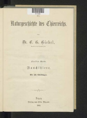 Abth. 1, Bd. 5: Bauchthiere