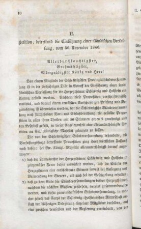 II. Petition, betreffend die Einführung einer ständischen Verfassung, vom 30. November 1846.