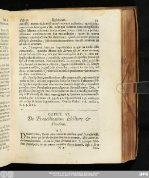 Caput. VI. De Praedestinatione Electione & Votatione.
