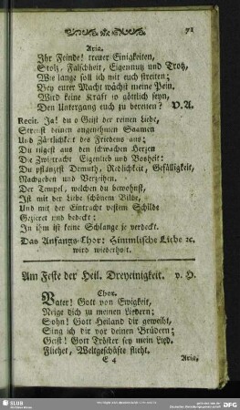 Am Feste der Heil. Dreyeinigkeit