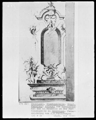 Entwurf zum Nebenaltar mit dem heiligen Wendelin in der Martinskapelle zu Nenzingen