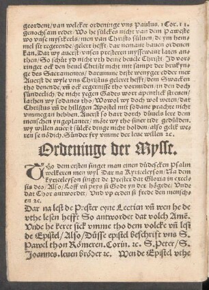 Ordeninge der Mysse.