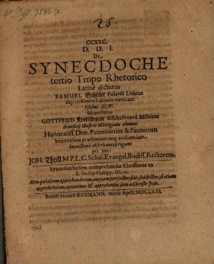 De synecdoche tertio tropo rhetorico