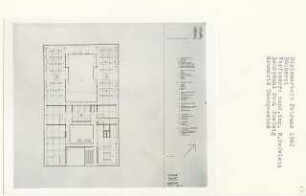 Bücherei, Berlin-Wedding (Diplomarbeit bei Peter Poelzig): Grundriss Obergeschoss 1:100