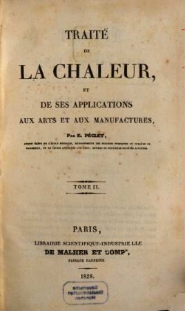 Traité de la chaleur, et de ses applications aux arts et aux manufactures, 2