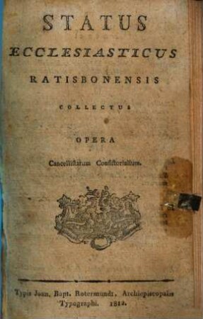 Status ecclesiasticus Ratisbonensis. 1812