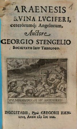Paraenesis De Rvina Lvciferi, ceterorumq[ue] Angelorum