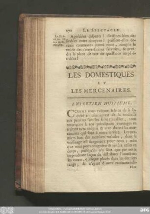 Les Domestiques Et Les Mercenaires. Entretien Huitiéme.