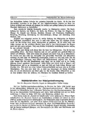 Schicksalsstunden der Schulgartenbewegung
