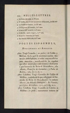 544-545, Poetes Espagnols, Hollandois et Anglois