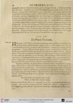 Cap. III: De Matre Deorum.