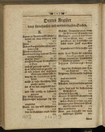 Drittes Register derer fürnehmsten und merwürdigsten Sachen.