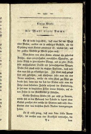 Einige Winke über die Wahl einer Amme.