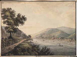 'Heidelberg - Marie Sadler' Gesamtansicht vom rechten Neckarufer aus; Aquarell