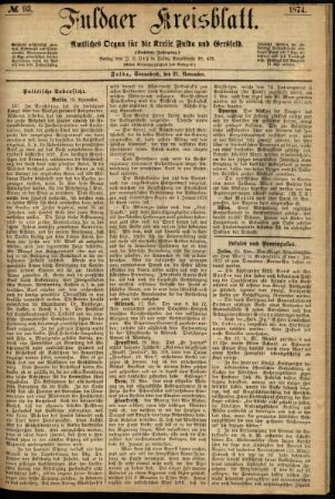Ausgabe vom Samstag, den 21. November 1874.