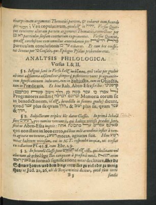 Analysis Philologica. Versus I. & II.