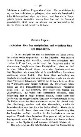 Zweites Capitel. Aufschluss über den analytischen und sonstigen Sinn des Imaginären.