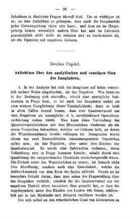 Zweites Capitel. Aufschluss über den analytischen und sonstigen Sinn des Imaginären.