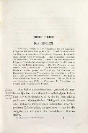 Die Geheimnisse des Sächsischen Cabinets Ende 1745 bis Ende 1756 : archivarische Vorstudien für die Geschichte des Siebenjährigen Krieges, 1
