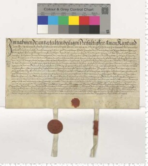 Eheberedung des Sülfmeisters Franz Töbing und der Anne Margarete Borcholten, besiegelt durch die Ratsmannen Franz Witzendorf und Christoffer Töbing.