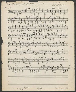 La Chanson du passeur, guit, D-Dur - BSB Mus.N. 122,197 : [caption title:] La Chanson du passeur. Barcarole. // N 5. // Alfred Cottin