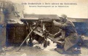 Regierungssoldat mit MG während des Generalstreiks