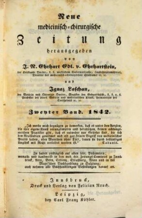 Neue medicinisch-chirurgische Zeitung. 1842, 2