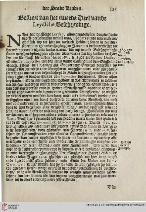 Bestuyt van het tweede Deel vande Leydsche Beschryvinge