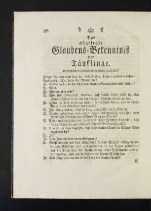 Das abgelegte Glaubens-Bekenntniß der Täuflinge.