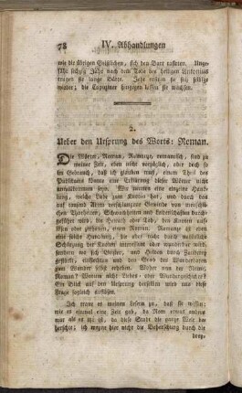 2. Ueber den Ursprung des Worts: Roman.