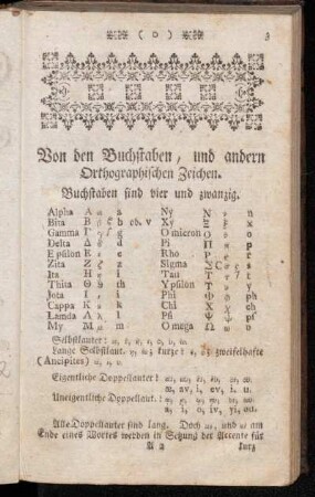 Von den Buchstaben, und andern Orthographischen Zeichen. - Das Fürwort.