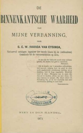 De binnenkantsche waarheid van mijne verbanning