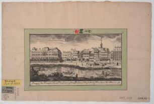Ansicht des Japanischen Palais und der Hauptwache in Dresden-Neustadt, Kupferstich, vor 1782 : Prospect, der Hauptwache, und des Japanischen Palais zu Neustadt bey Dresden an der Elbe / [gez. u. gest. F. G. Schlitterlau] - [Dresden] , [vor 1782]. - 1 Kunstbl. : Kupferstich ; 25 x 13 cm