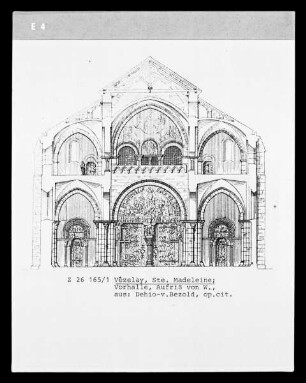 Vézelay, Aufriss der Vorhalle der ehemaligen Abteikirche Sainte-Marie-Madeleine