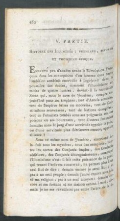 V. Partie. Histoire Des Illuminés ; Première, Seconde Et Troisième Époque