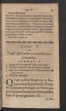 Caput V. De causis efficientibus principalibus conservantibus.