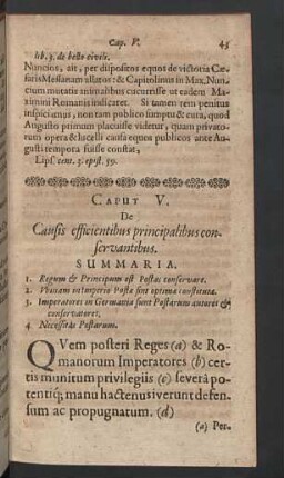 Caput V. De causis efficientibus principalibus conservantibus.
