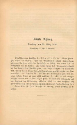 Zweite Sitzung. Dienstag, den 21. März 1893