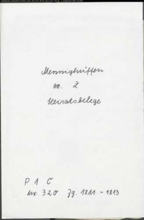 Belegakten zum Heiratsregister der ev. Gemeinde Mennighüffen, Kreis Herford (1811-1813)