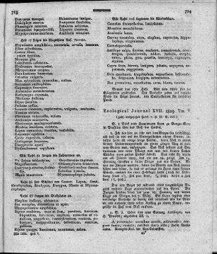 Zoological Journal. - London. - Vol. V, Nr. XVII, 1829