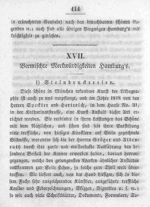 XVII. Vermischte Merkwürdigkeiten Hamburg's.
